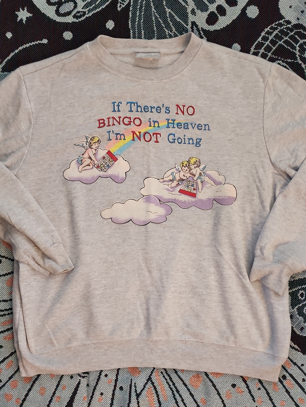 Vintage 'If There's No Bingo in Heaven' Graphic Sweatshirt - Light Gray